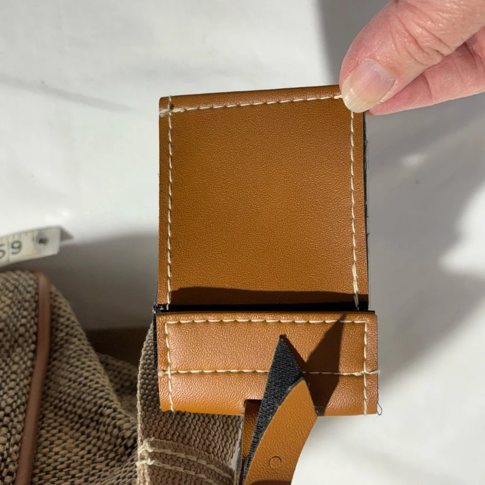 Pierre Cardin Tan and Beige Canvas Crossbody Messenger Bag